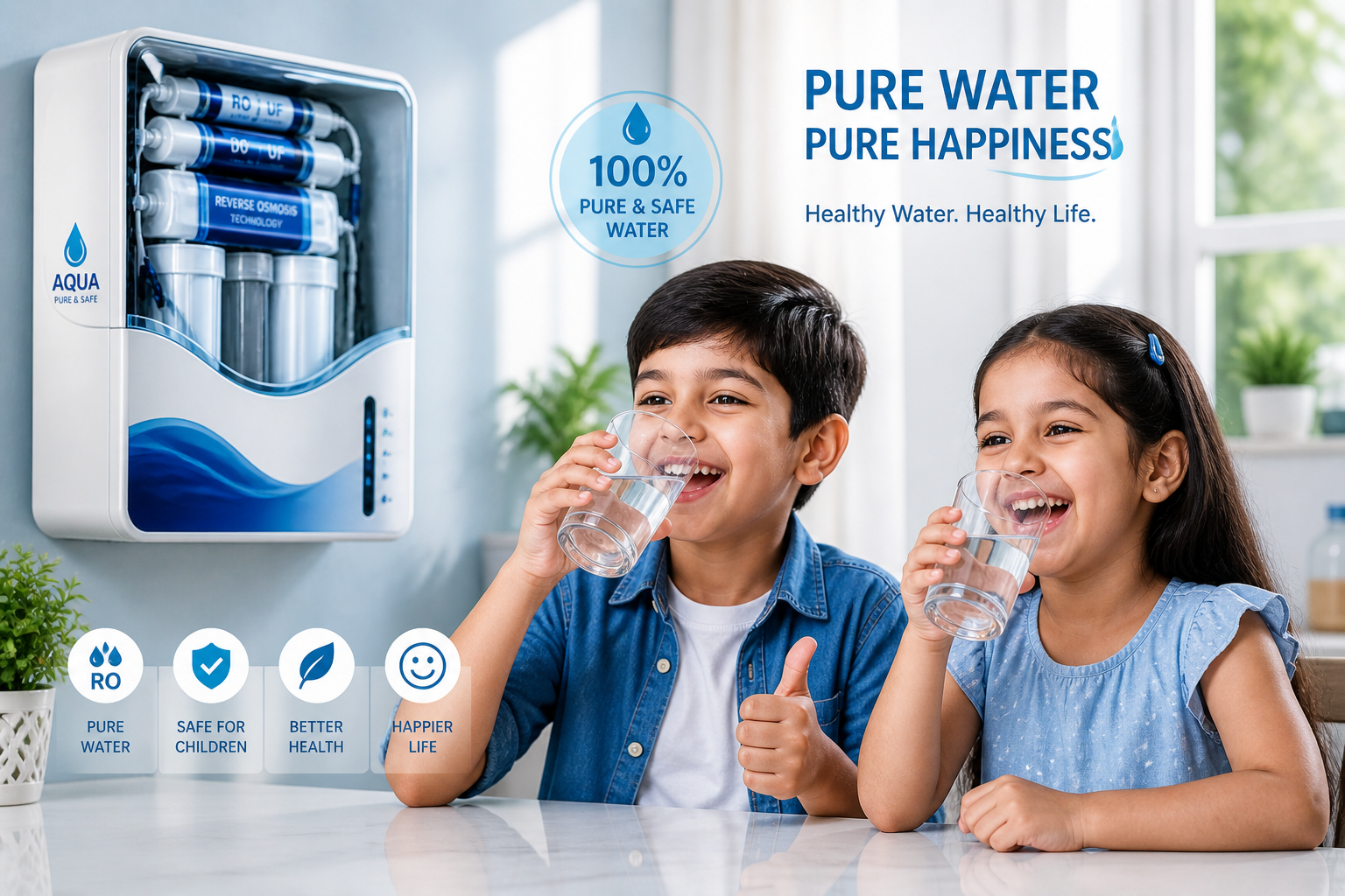 A glass of pure and healthy drinking water